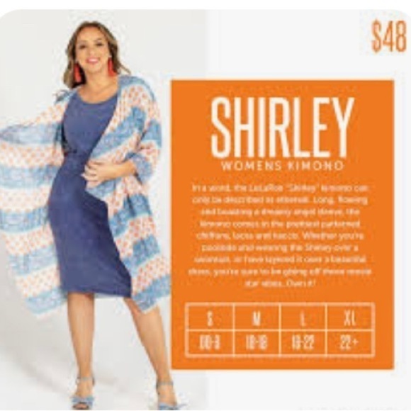 𝅺lularoe Rare off White Coral Pink Roses  Kimono Fits Sizes 10-18 (Med)Cover Up - Picture 8 of 9